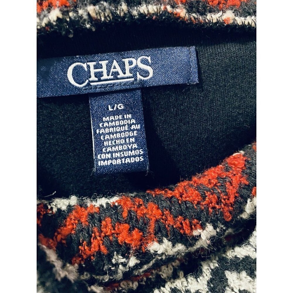 Chaps Top Womens Large Black Aztec Tribal Print Cowl Neck Pocket Sweatshirt - Picture 5 of 7